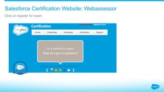 Salesforce Certification Website: Webassessor
​ Click on register for exam
 