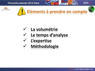Eléments à prendre en compte
 La volumétrie
 Le temps d’analyse
 L’expertise
 Méthodologie
 