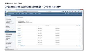© 2017 IBM Corporation
IBM Connections Cloud
Page 12
Organization Account Settings – Order History
 