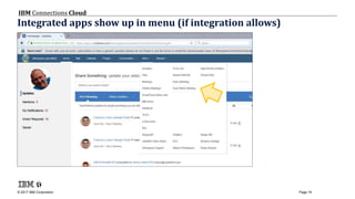 © 2017 IBM Corporation
IBM Connections Cloud
Page 19
Integrated apps show up in menu (if integration allows)
 