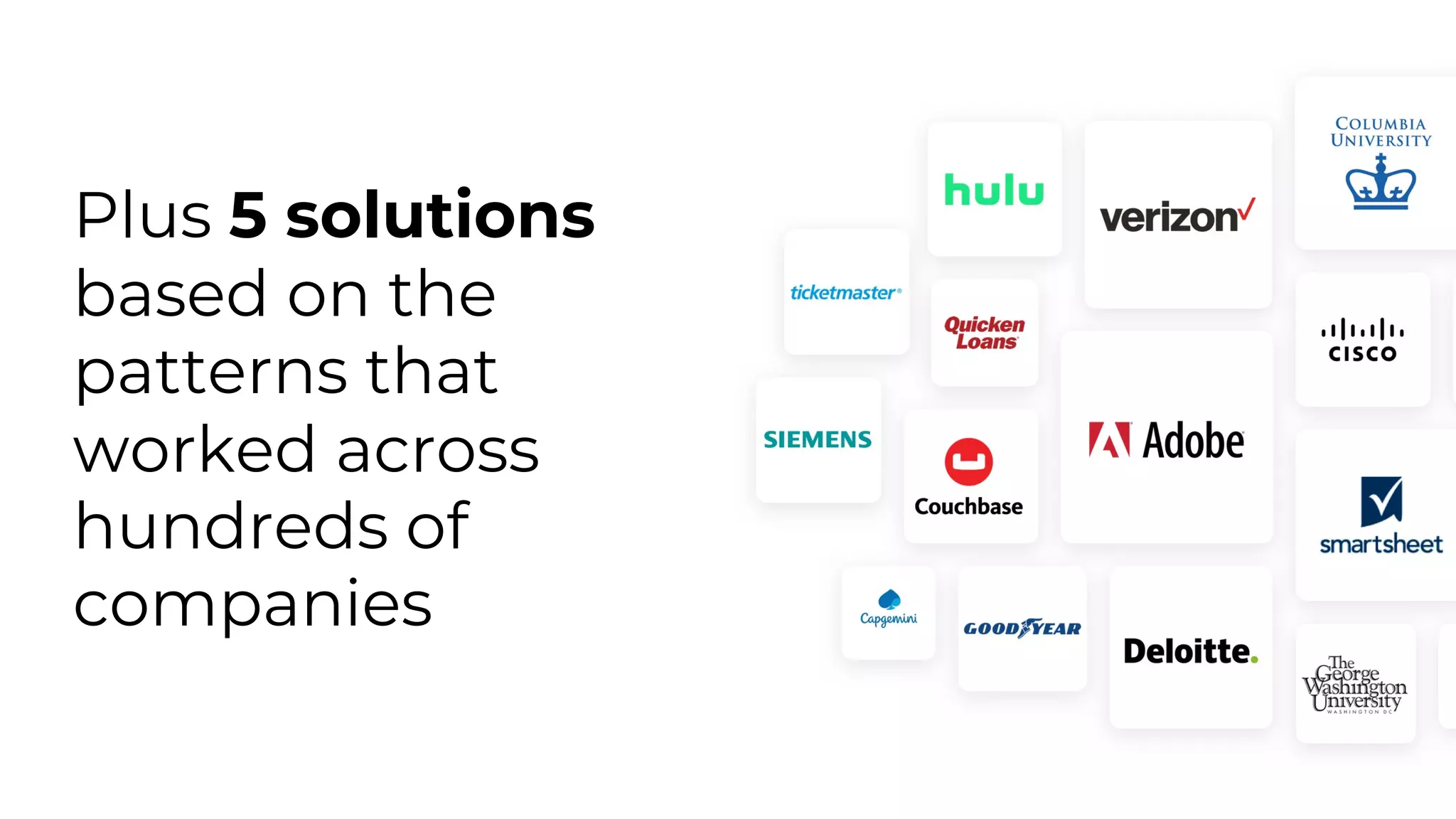 Plus 5 solutions
based on the
patterns that
worked across
hundreds of
companies
 