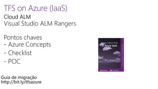 TFS on Azure (IaaS) 
Guia de migração 
http://bit.ly/tfsazure 
 