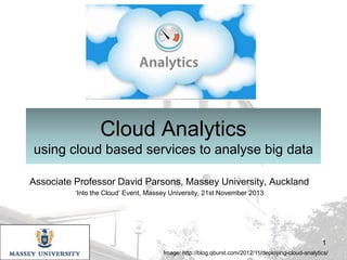 Cloud Analytics
using cloud based services to analyse big data
Associate Professor David Parsons, Massey University, Auckl...