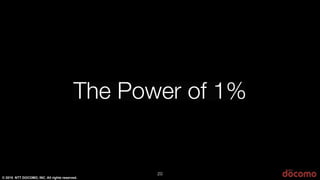© 2015 NTT DOCOMO, INC. All rights reserved.
The Power of 1%
20
 