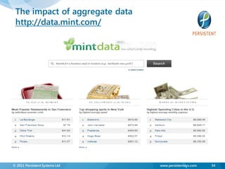 The impact of aggregate data
 http://data.mint.com/




© 2011 Persistent Systems Ltd   www.persistentsys.com   54
 