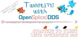 ng
                       si

              t
                o
           ou e D
                  n
                     u
                     DS
                          in           Tweeting
         ab lic ud

A
  w
   O
    a lk
      p
          S
            p
        en he
           t
                C lo
                                         with
                               OpenSplice DDS
     :: http://www.opensplice.org :: http://www.opensplice.com :: http://www.prismtech.com ::




                                                     Starting to Tweet
                                                    With OpenSplice DDS
 