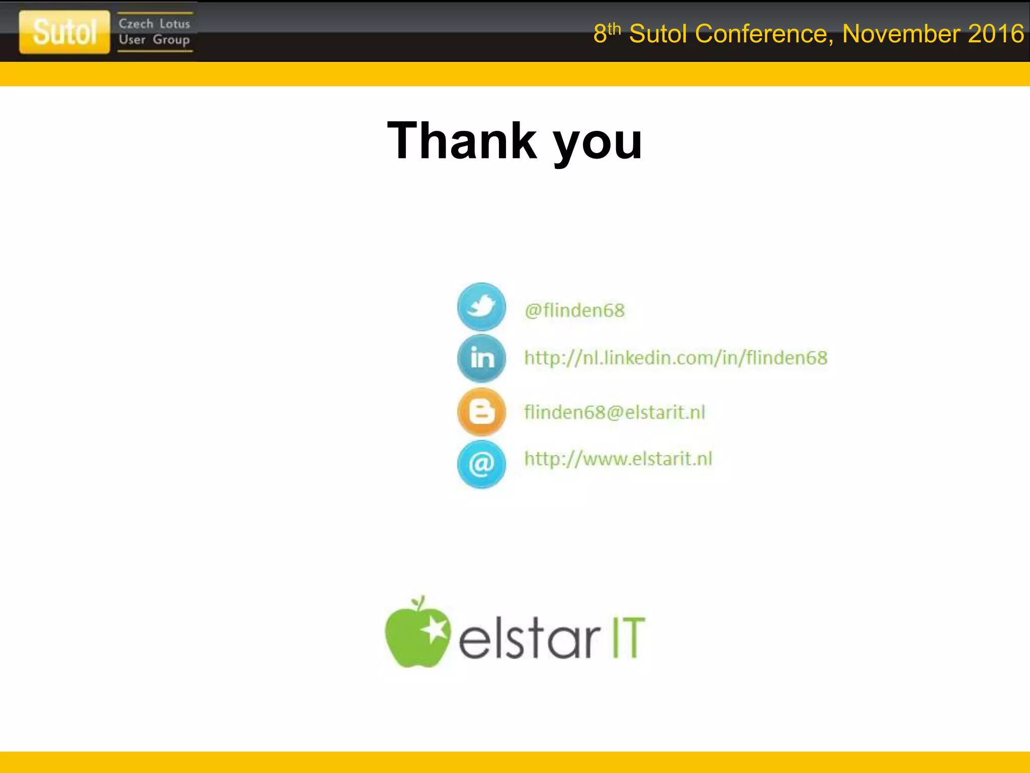 8th Sutol Conference, November 2016
Thank you
 