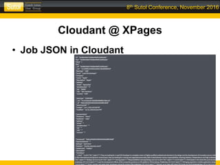 8th Sutol Conference, November 2016
Cloudant @ XPages
• Job JSON in Cloudant
 