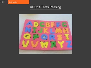 Unit tests
All Unit Tests Passing
32
 