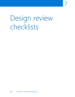 263
7
Design review
checklists
CHAPTER 7 | Design review checklists
 