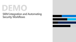SIEM integration and Automating
Security Workflows
DEMO
 