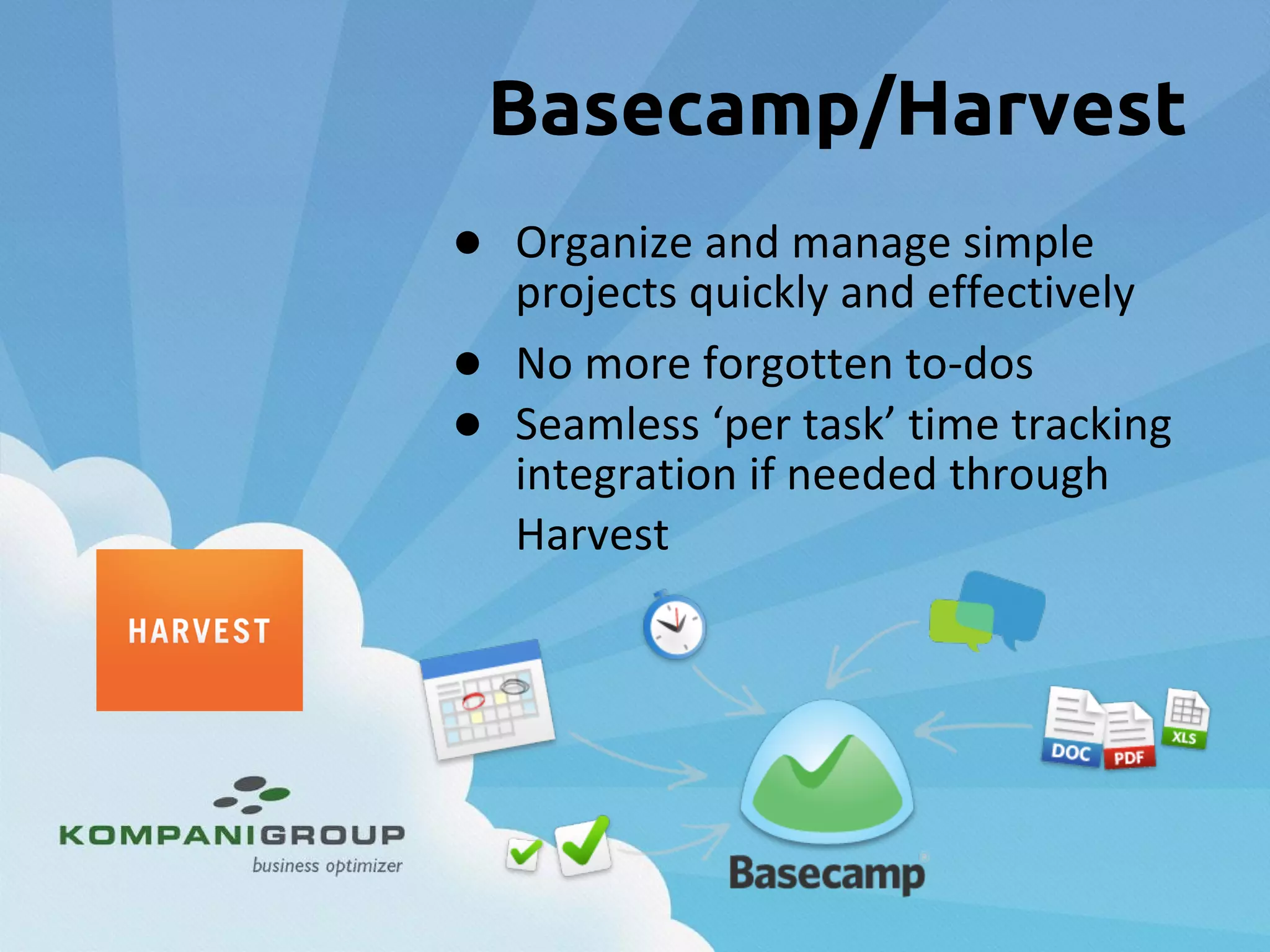 Basecamp/Harvest
●
●
●