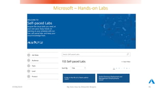 Microsoft – Hands-on Labs
07/06/2019 Big Data class by Alexandre Bergere 46
 