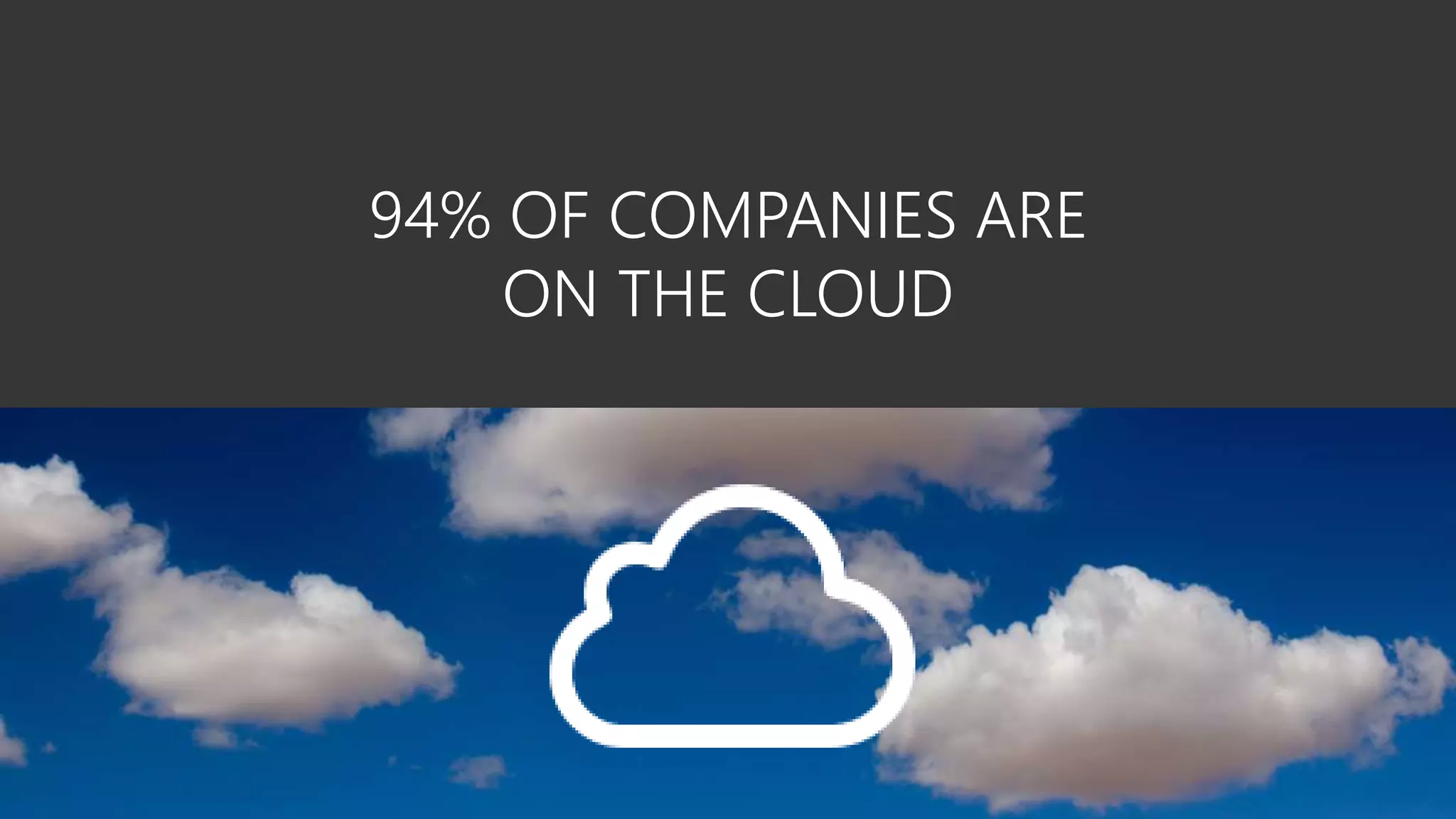 94% OF COMPANIES ARE
ON THE CLOUD
 