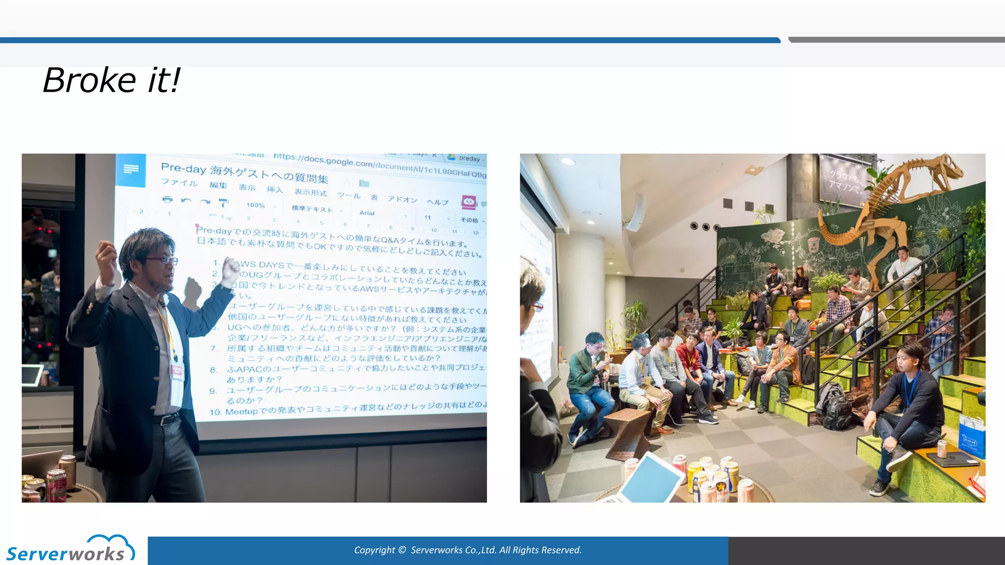 Copyright	©		Serverworks Co.,Ltd.	All	Rights	Reserved.	
Broke it!
 