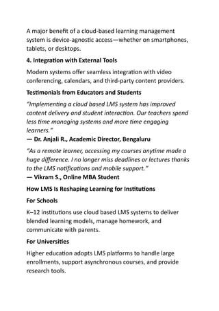 Cloud Based LMS Systems That Transform Modern Education | PDF