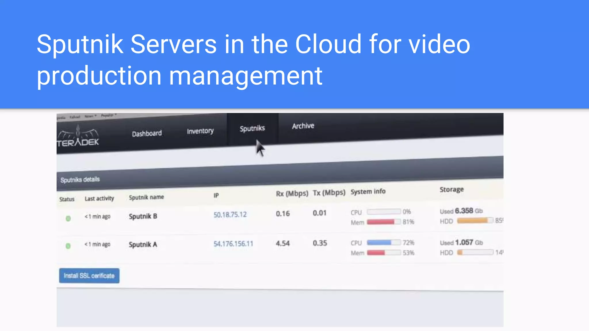 Teradek Core Pricing
Keep in mind hardware encoders
are required for each device used
with the Teradek Core.
This product is really a cloud based
video management platform for
Teradek customers...
 
