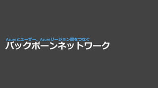 バックボーンネットワーク
Azureとユーザー、Azureリージョン間をつなぐ
 