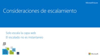 Solo escala la capa web
El escalado no es instantaneo
Consideraciones de escalamiento
 