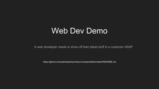 Web Dev Demo
A web developer needs to show off their latest stuff to a customer ASAP
https://github.com/patrickpierson/clo...