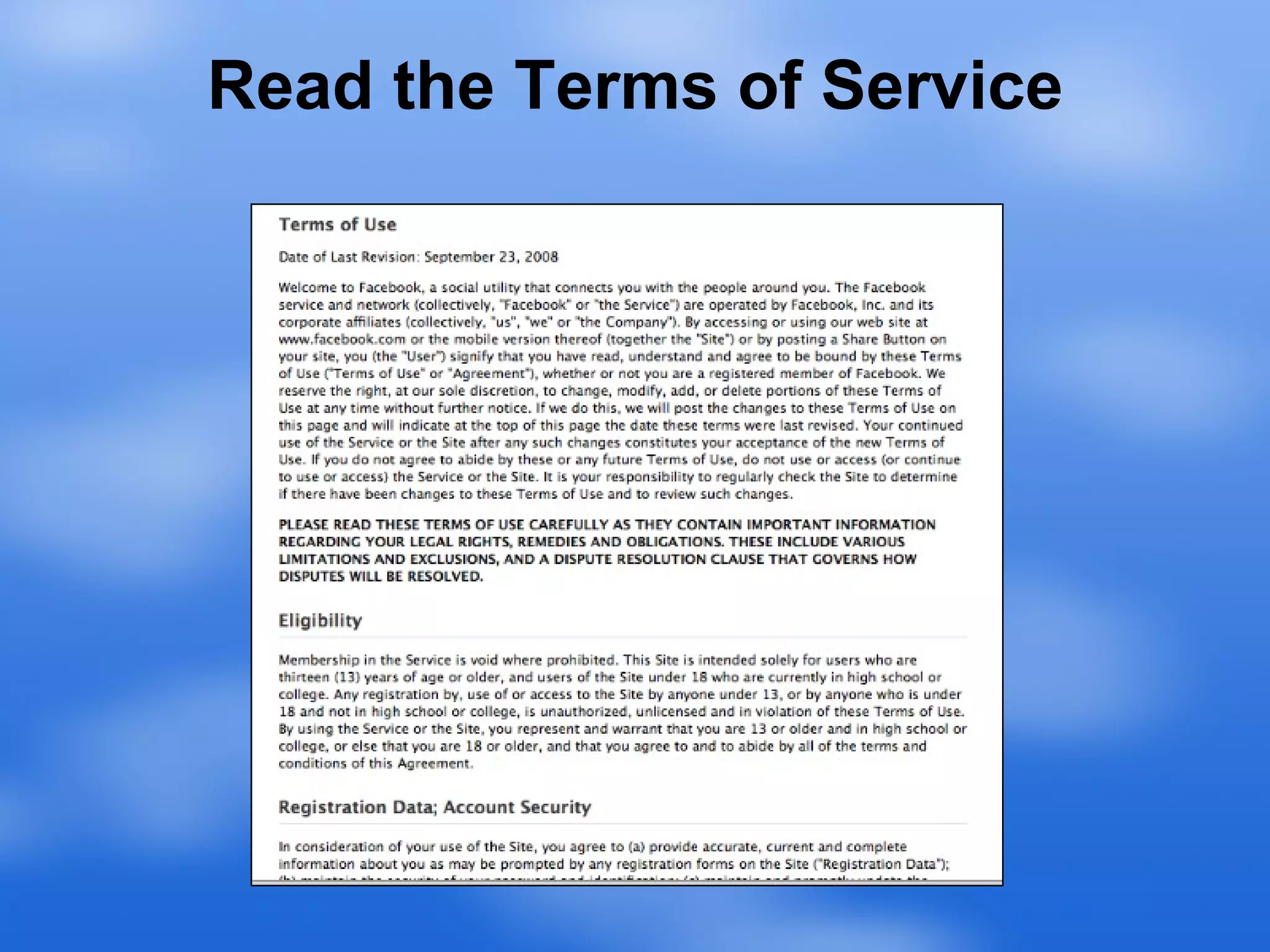 Read the Terms of Service 