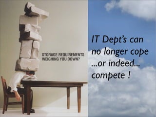 IT Dept’s can
no longer cope
...or indeed...
compete !
 