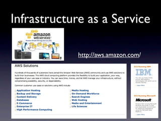Infrastructure as a Service

             http://aws.amazon.com/
 