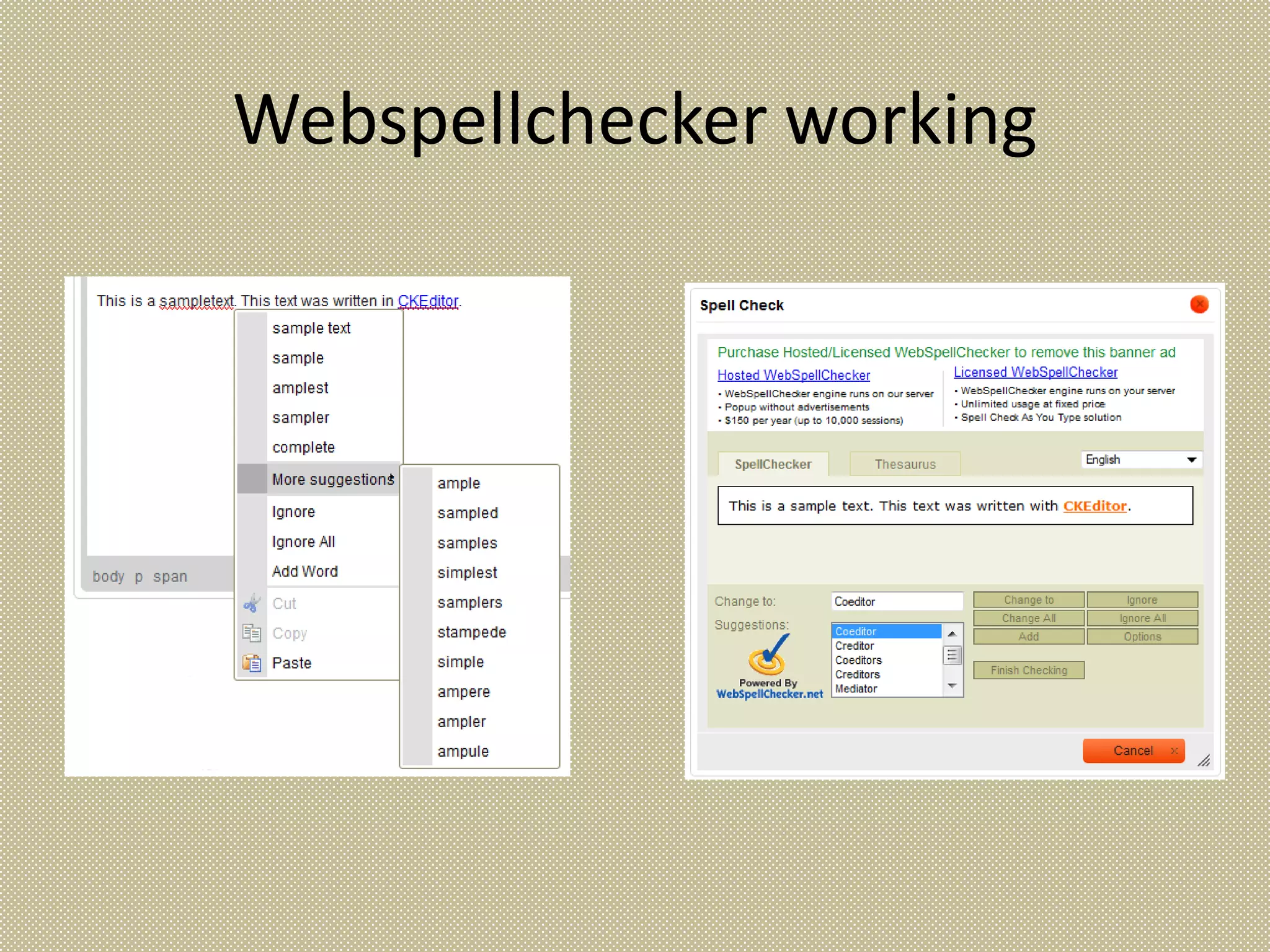 Webspellchecker working
 