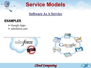 Service Models


 Google Apps
 salesforce.com




                               26
 