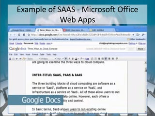 Example of SAAS - Microsoft Office
            Web Apps




            http://eglobiotraining.com/
 