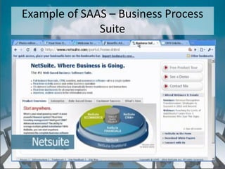 Example of SAAS – Business Process
              Suite




             http://eglobiotraining.com/
 