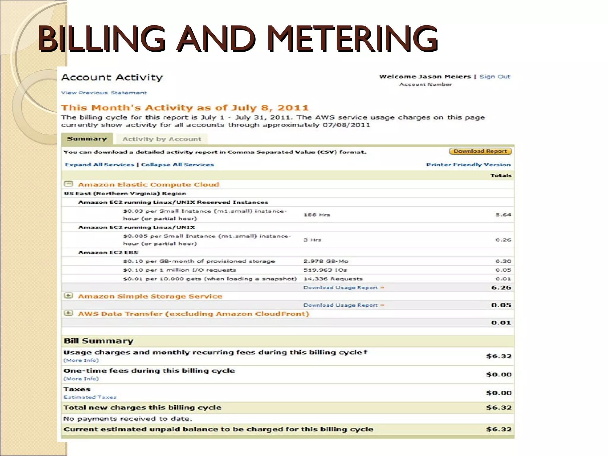 BILLING AND METERING
 