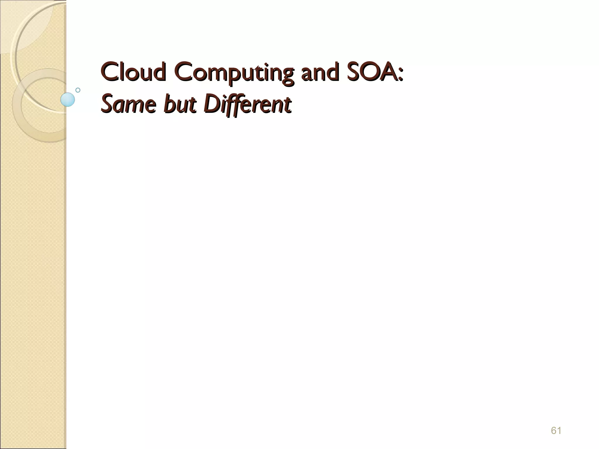 Cloud Computing and SOA:
Same but Different




                           61
 