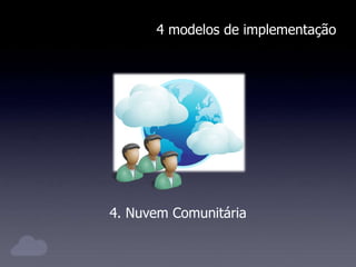 4 modelos de implementação
4. Nuvem Comunitária
 