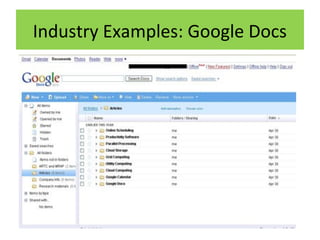 Industry Examples: Google Docs
ENTERPRISE
MARKET

MID-MARKET

SMALL BUSINESS

 