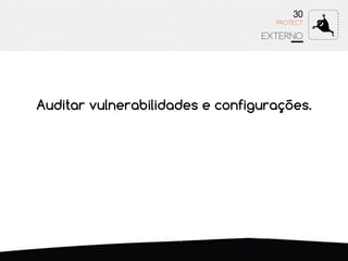 Auditar vulnerabilidades e configurações.
30
EXTERNO
PROTECT
 