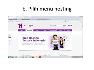 b. Pilih menu hosting 
 