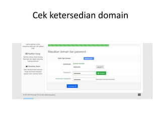 Cek ketersedian domain 
 