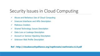 Security Issues in Cloud Computing
 
