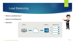 Load Balancing
6/2/2018Cloud Computing And Load Balancing
23
• What is Load Balancing ?
• Need for Load Balancing .
• Motivation
 