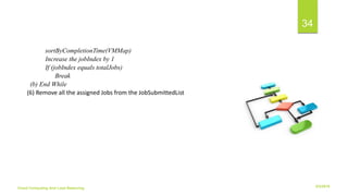 6/2/2018Cloud Computing And Load Balancing
34
sortByCompletionTime(VMMap)
Increase the jobIndex by 1
If (jobIndex equals totalJobs)
Break
(b) End While
(6) Remove all the assigned Jobs from the JobSubmittedList
 