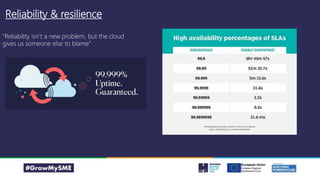 Reliability & resilience
“Reliability isn’t a new problem, but the cloud
gives us someone else to blame”
 