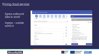 Pricing cloud services
Egress outbound
data to world
Ingress – outside
world in
 