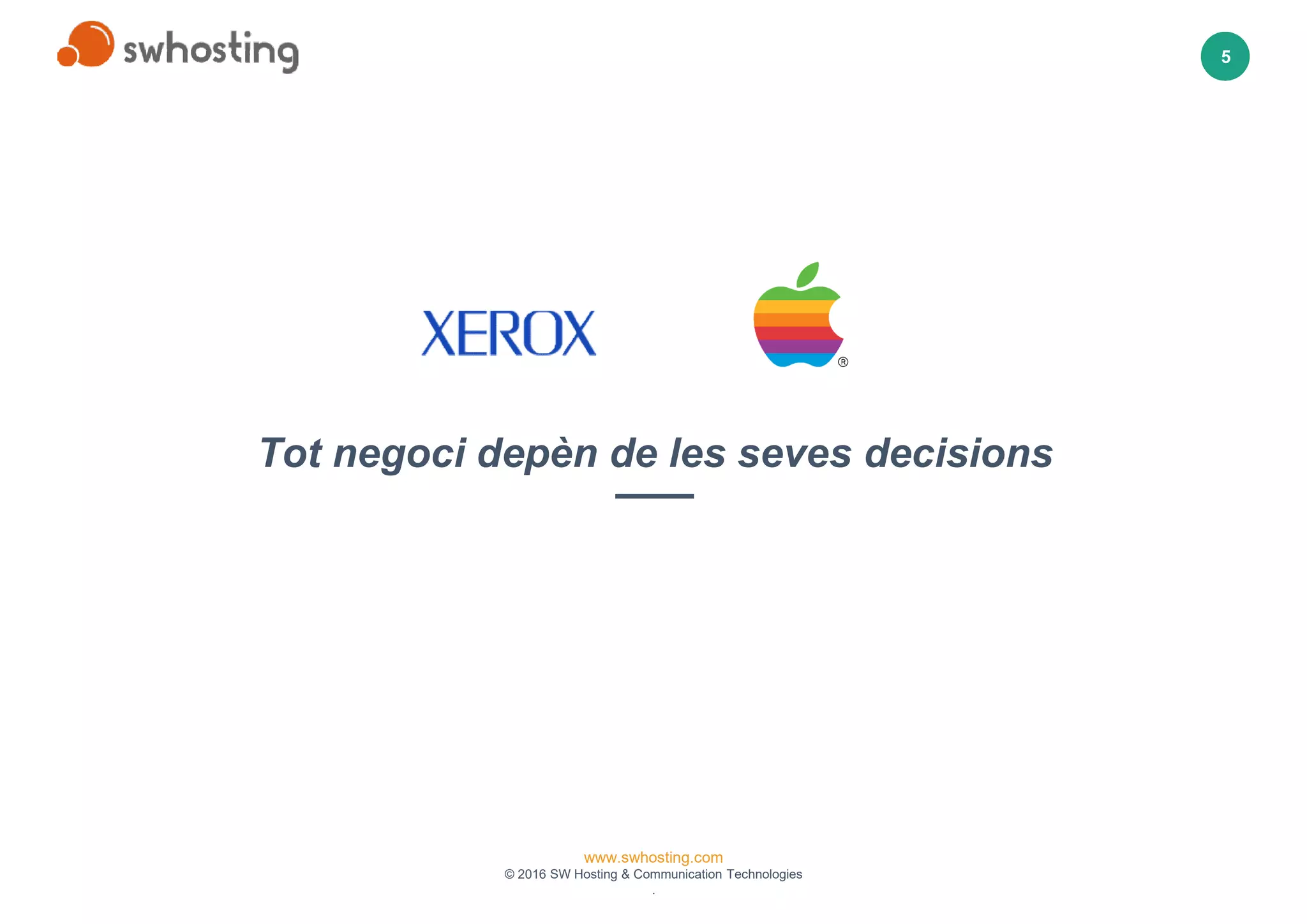 www.swhosting.com
© 2016 SW Hosting & Communication Technologies
.
5
Tot negoci depèn de les seves decisions
 