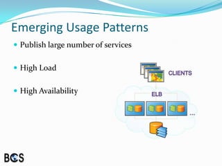 Emerging Usage PatternsPublish large number of servicesHigh LoadHigh Availability