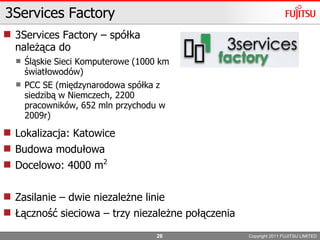 BezpieczeństwoNiezawodność oraz bezpieczeństwo PRYWATNEJ ChmuryBezpieczne VM, zintegrowany monitoring AutentykacjaChmuraPUBLICZNAChmuraPRYWATNAFirmaAFirmaBOgólnodostępnaCopyright 2011FUJITSU LIMITED11