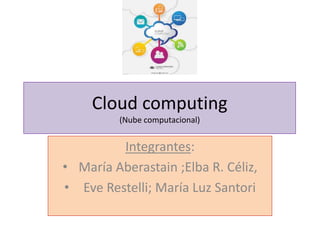 Cloud computing
(Nube computacional)
Integrantes:
• María Aberastain ;Elba R. Céliz,
• Eve Restelli; María Luz Santori
 