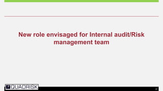 37
New role envisaged for Internal audit/Risk
management team
 