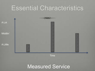 Essential Characteristics
A Lot



Middlin’



A Little



                        Time




                Measured Service
 