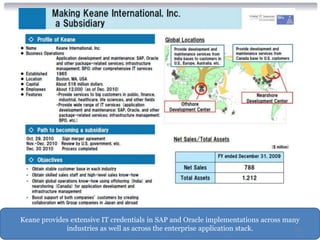 Keane provides extensive IT credentials in SAP and Oracle implementations across many
             industries as well as across the enterprise application stack.         63
 